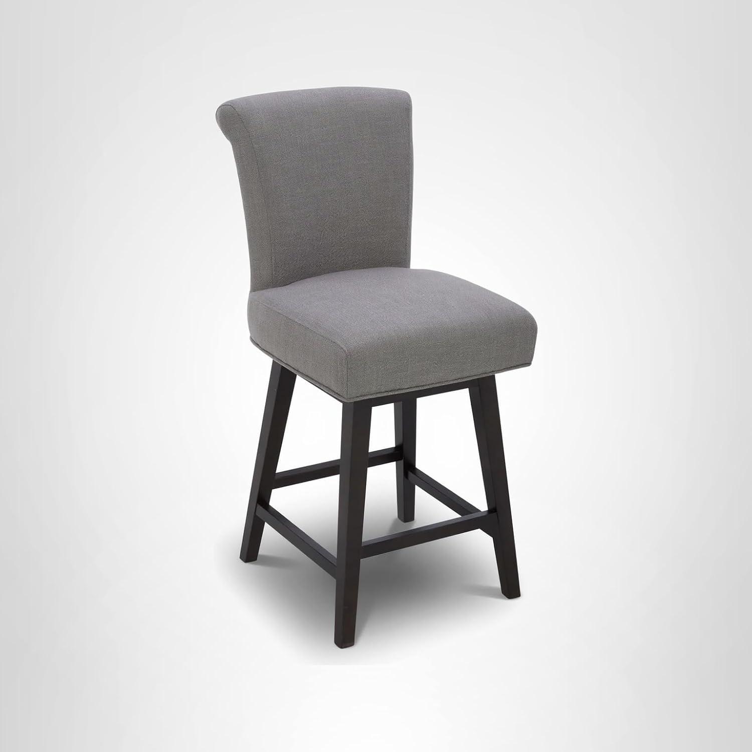 image:imageCHITA 26 Inch Counter Height Swivel Bar Stools Set of 2 FSC Certified Modern Upholstered Faux Leather Swivel Barstool Chair with Back Creamy GreyFlint Grey Performance Fabric