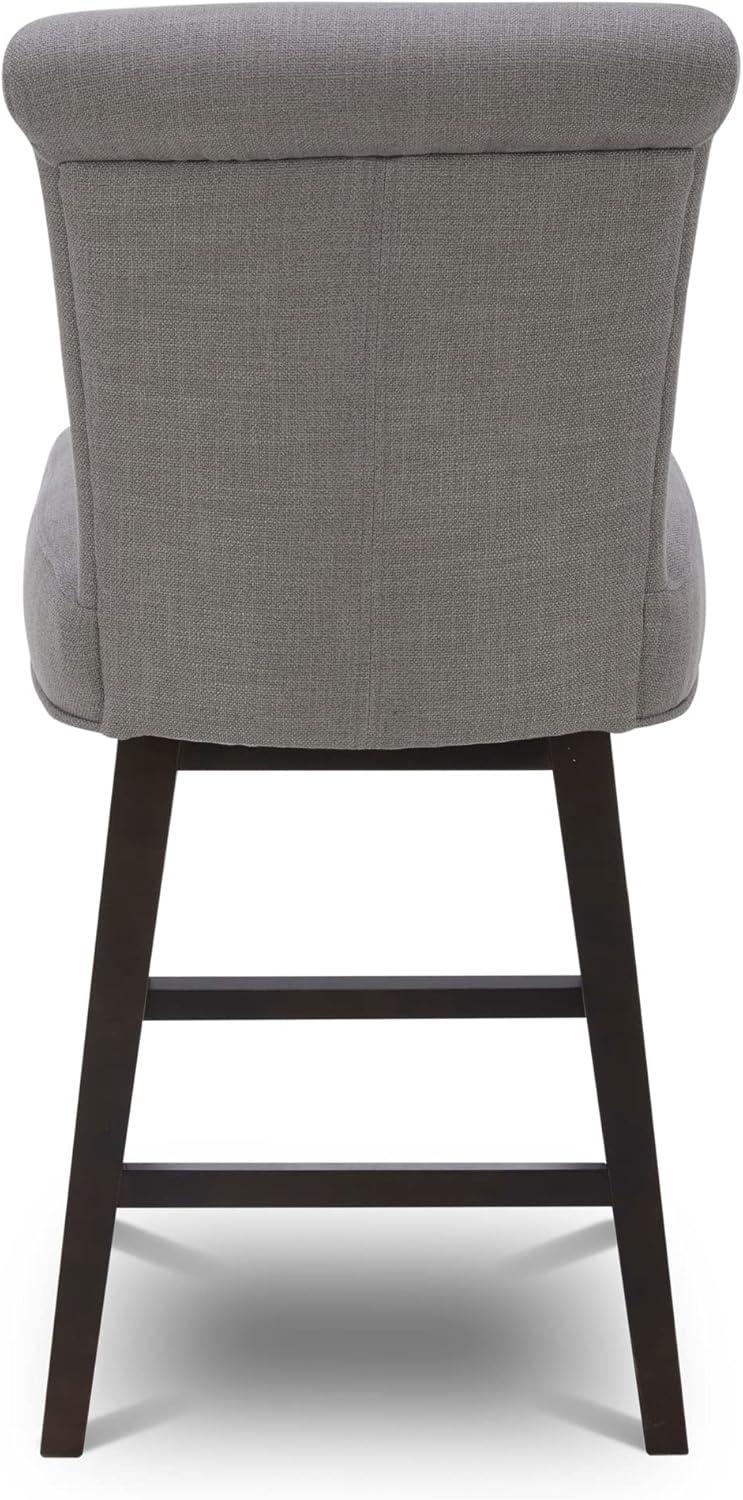 image:imageCHITA 26 Inch Counter Height Swivel Bar Stools Set of 2 FSC Certified Modern Upholstered Faux Leather Swivel Barstool Chair with Back Creamy GreyFlint Grey
