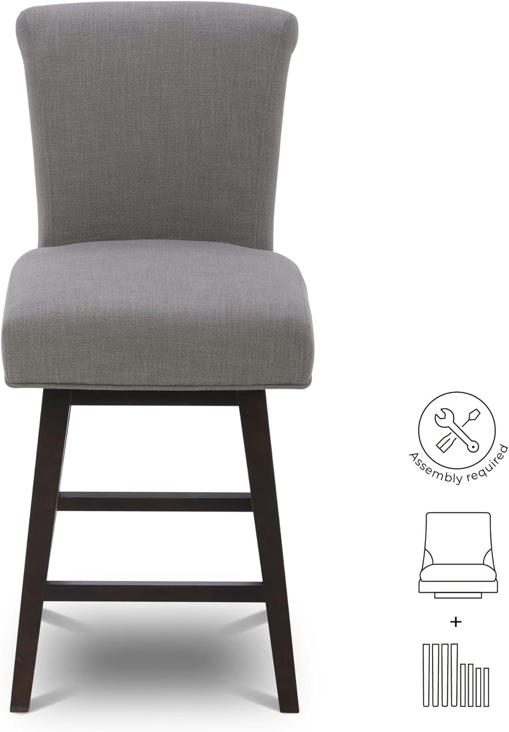 image:imageCHITA 26 Inch Counter Height Swivel Bar Stools Set of 2 FSC Certified Modern Upholstered Faux Leather Swivel Barstool Chair with Back Creamy GreyFlint Grey