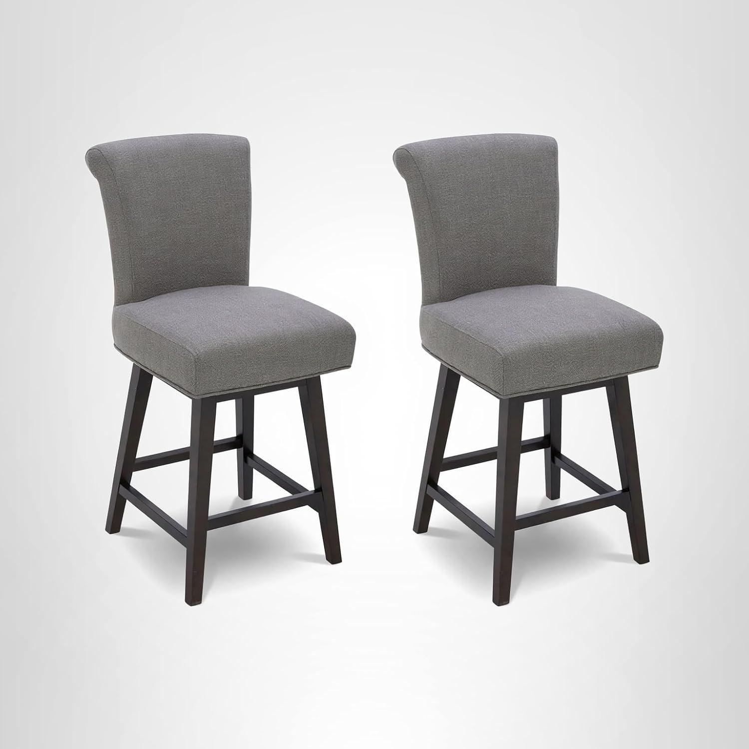 image:imageCHITA 26 Inch Counter Height Swivel Bar Stools Set of 2 FSC Certified Modern Upholstered Faux Leather Swivel Barstool Chair with Back Creamy GreyFlint