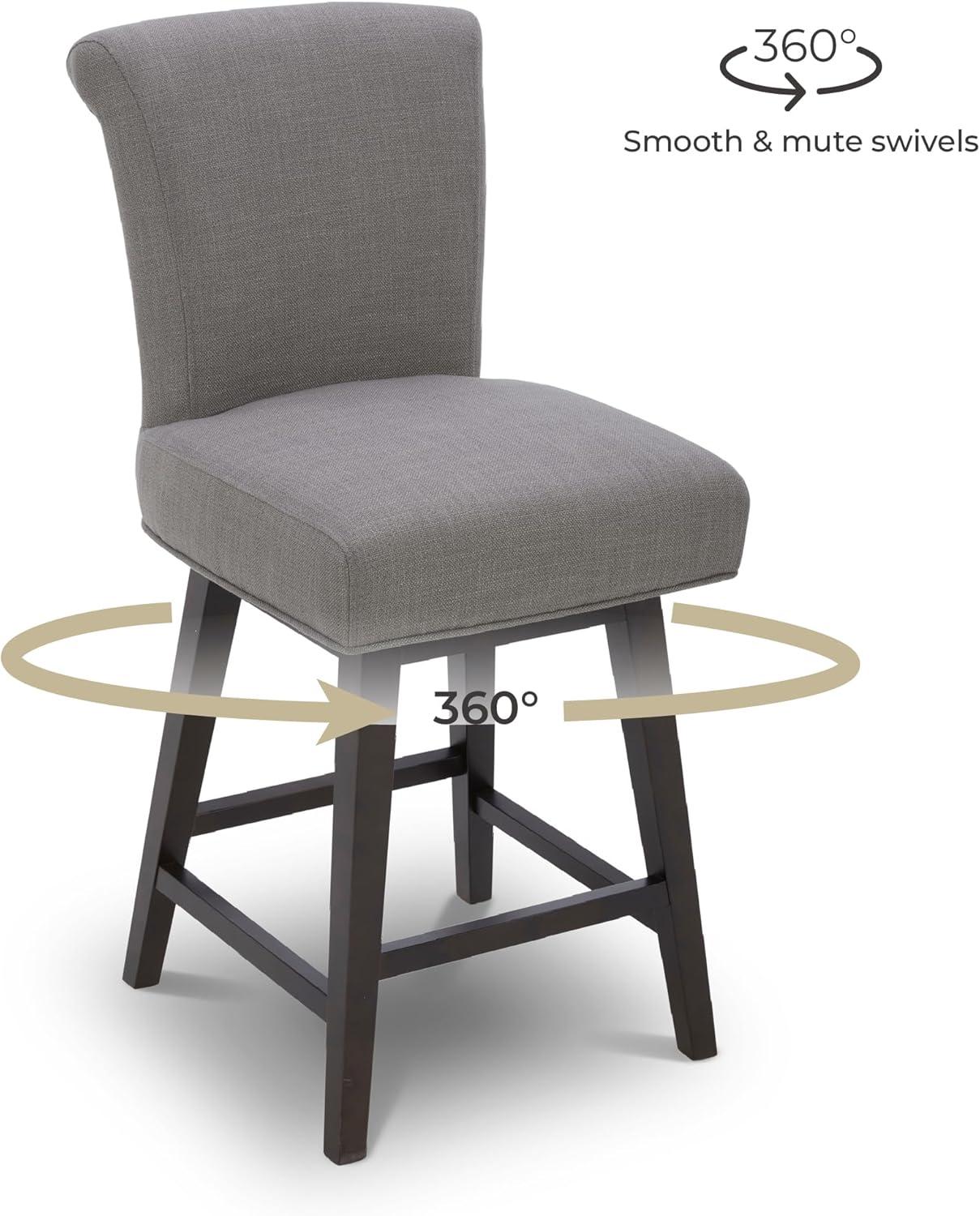 image:imageCHITA 26 Inch Counter Height Swivel Bar Stools Set of 2 FSC Certified Modern Upholstered Faux Leather Swivel Barstool Chair with Back Creamy GreyFlint Grey