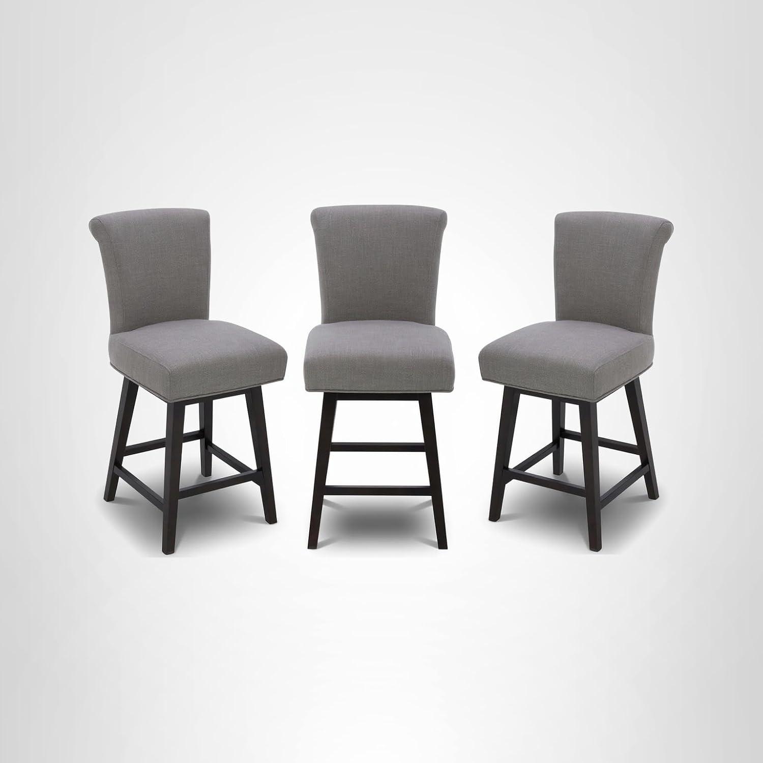 image:imageCHITA 26 Inch Counter Height Swivel Bar Stools Set of 2 FSC Certified Modern Upholstered Faux Leather Swivel Barstool Chair with Back Creamy GreyFlint Grey