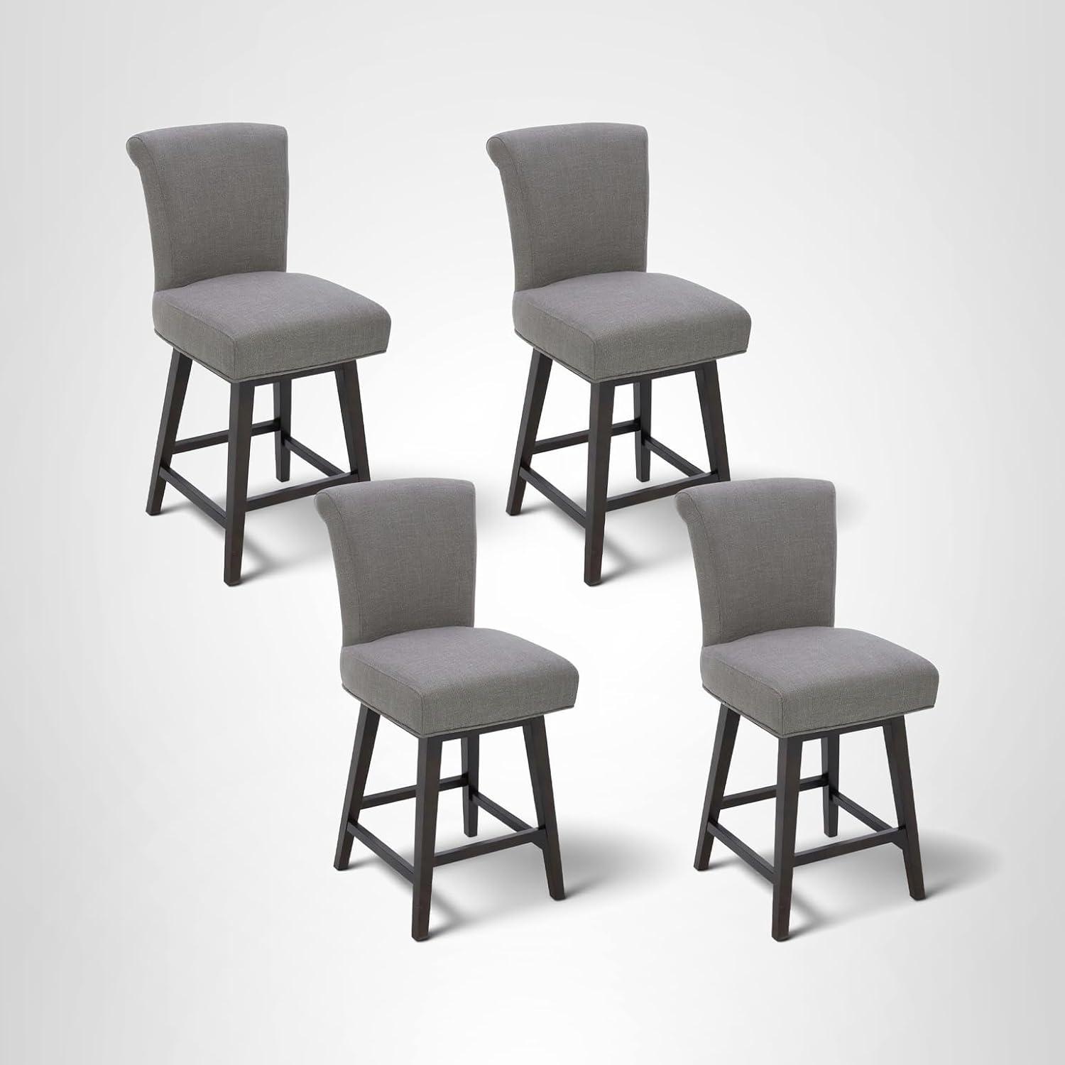 image:imageCHITA 26 Inch Counter Height Swivel Bar Stools Set of 2 FSC Certified Modern Upholstered Faux Leather Swivel Barstool Chair with Back Creamy GreyFlint Grey
