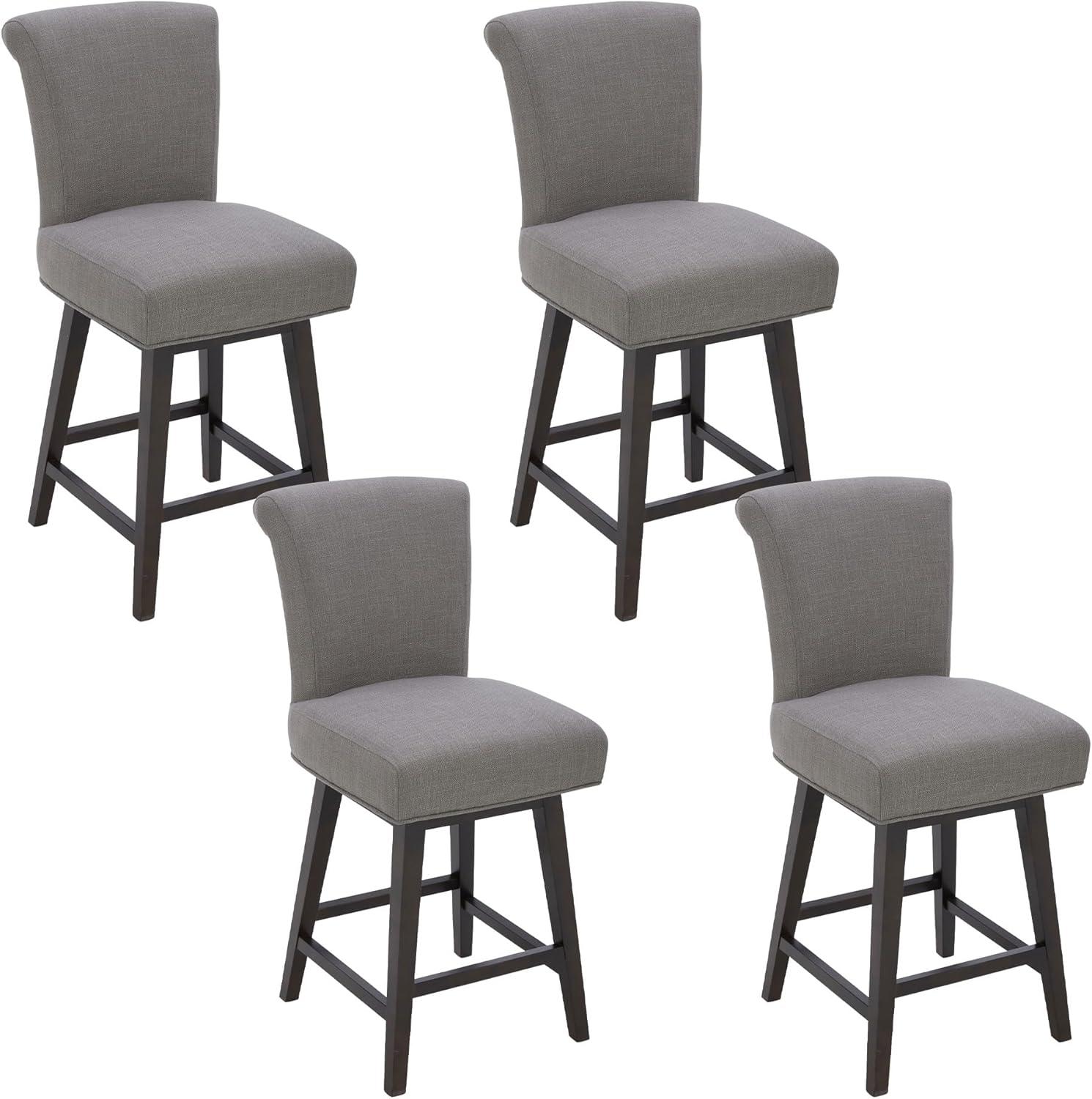 image:imageCHITA 26 Inch Counter Height Swivel Bar Stools Set of 2 FSC Certified Modern Upholstered Faux Leather Swivel Barstool Chair with Back Creamy GreyFlint Grey