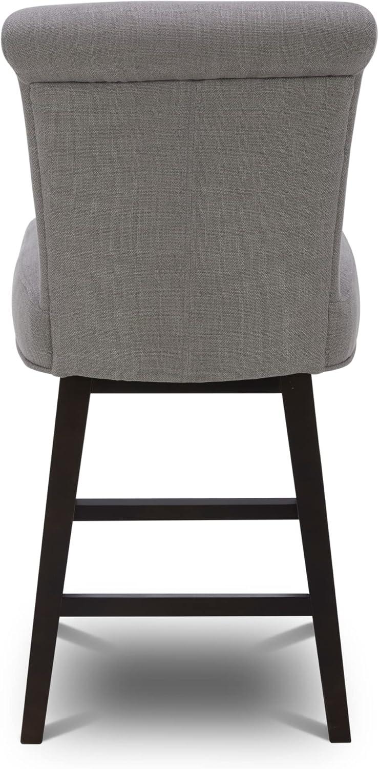 image:imageCHITA 26 Inch Counter Height Swivel Bar Stools Set of 2 FSC Certified Modern Upholstered Faux Leather Swivel Barstool Chair with Back Creamy GreyFlint Grey Performance Fabric
