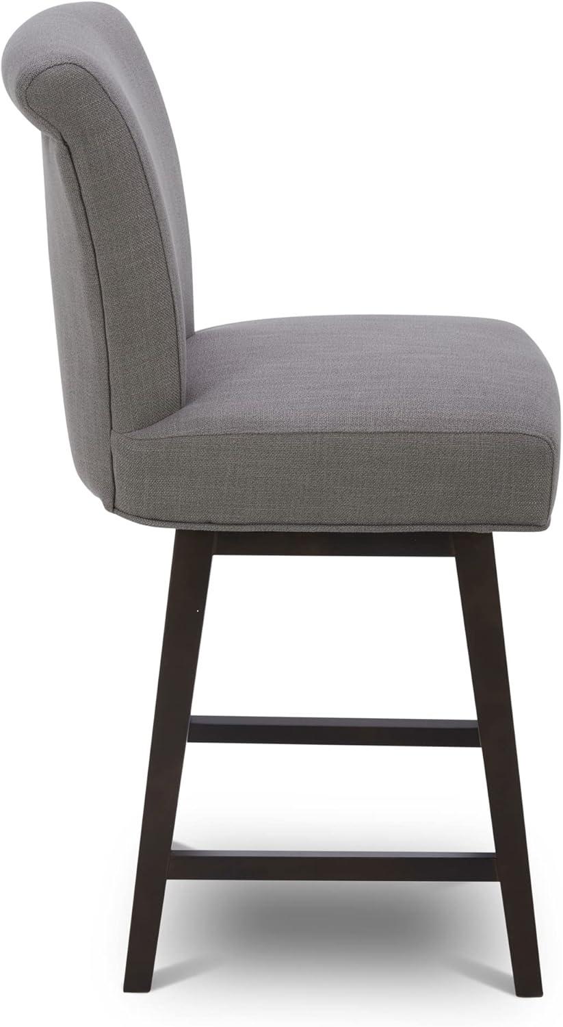 image:imageCHITA 26 Inch Counter Height Swivel Bar Stools Set of 2 FSC Certified Modern Upholstered Faux Leather Swivel Barstool Chair with Back Creamy GreyFlint