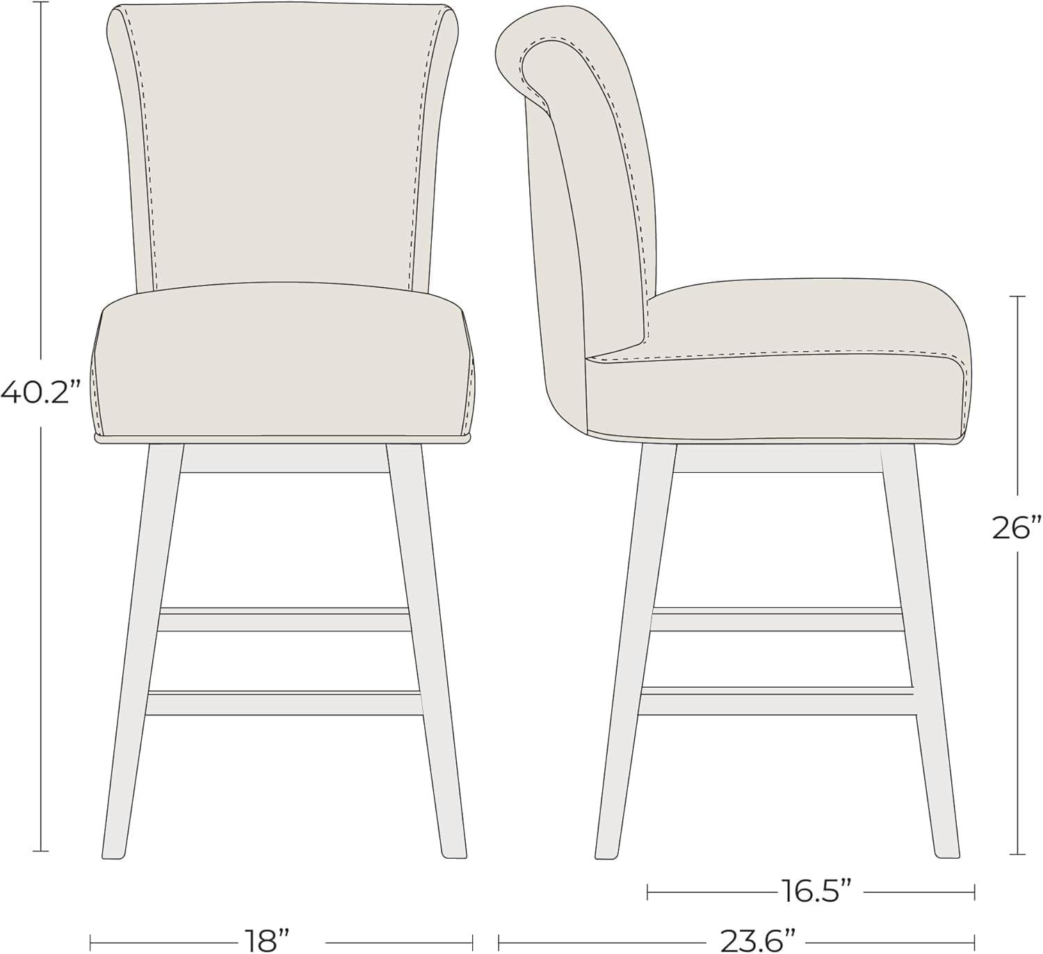 image:imageCHITA 26 Inch Counter Height Swivel Bar Stools Set of 2 FSC Certified Modern Upholstered Faux Leather Swivel Barstool Chair with Back Creamy GreySaddle Brown