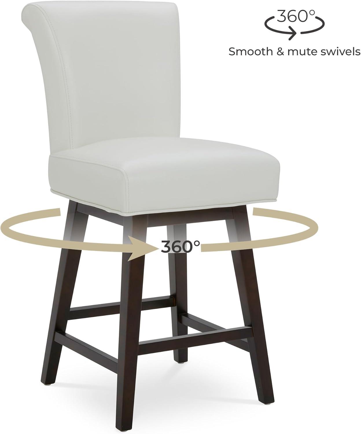 image:imageCHITA 26 Inch Counter Height Swivel Bar Stools Set of 2 FSC Certified Modern Upholstered Faux Leather Swivel Barstool Chair with Back Creamy GreyWhite