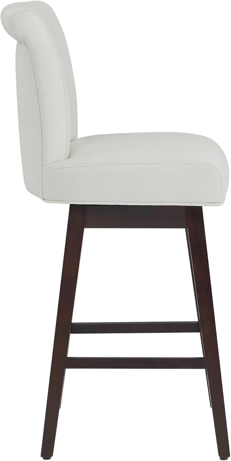 image:imageCHITA 26 Inch Counter Height Swivel Bar Stools Set of 2 FSC Certified Modern Upholstered Faux Leather Swivel Barstool Chair with Back Creamy GreyWhite