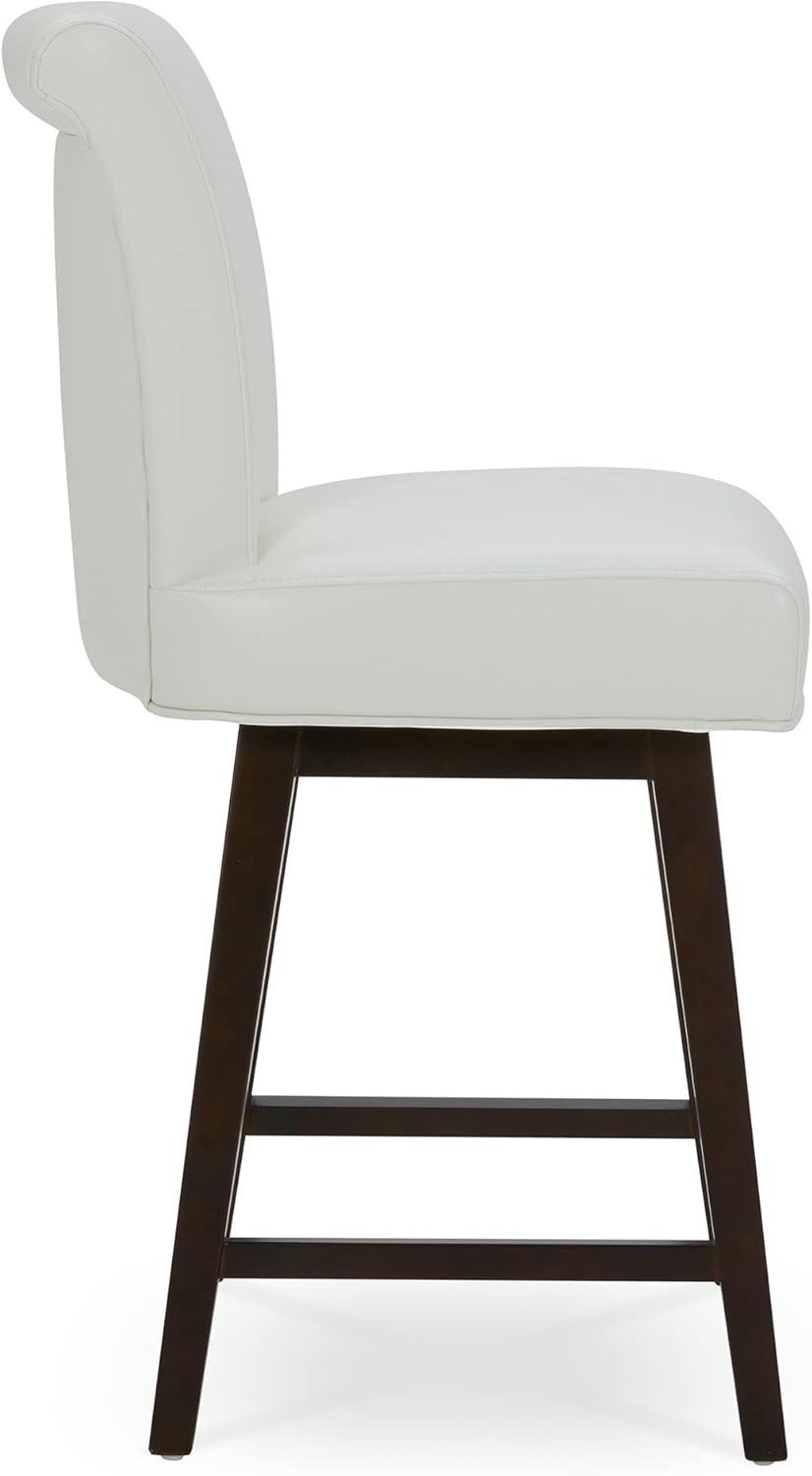 image:imageCHITA 26 Inch Counter Height Swivel Bar Stools Set of 2 FSC Certified Modern Upholstered Faux Leather Swivel Barstool Chair with Back Creamy GreyWhite