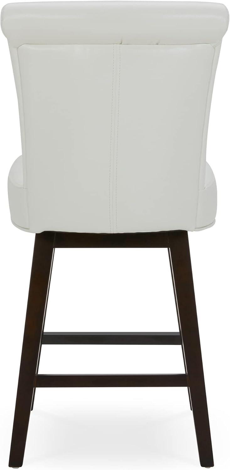 image:imageCHITA 26 Inch Counter Height Swivel Bar Stools Set of 2 FSC Certified Modern Upholstered Faux Leather Swivel Barstool Chair with Back Creamy GreyWhite