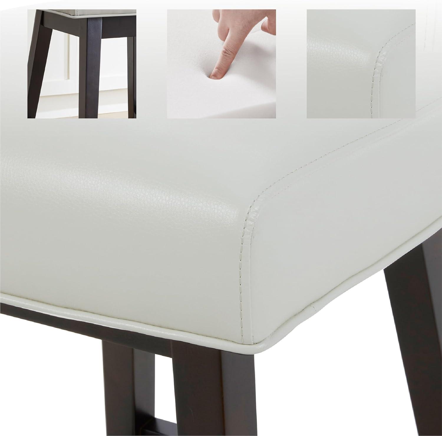 image:imageCHITA 26 Inch Counter Height Swivel Bar Stools Set of 2 FSC Certified Modern Upholstered Faux Leather Swivel Barstool Chair with Back Creamy GreyWhite