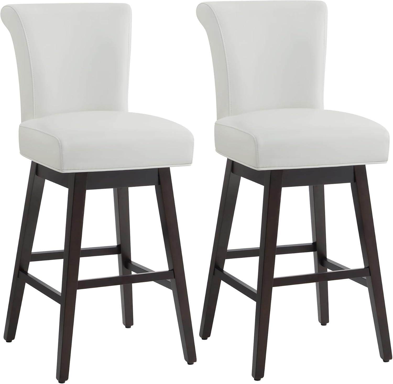 image:imageCHITA 26 Inch Counter Height Swivel Bar Stools Set of 2 FSC Certified Modern Upholstered Faux Leather Swivel Barstool Chair with Back Creamy GreyWhite