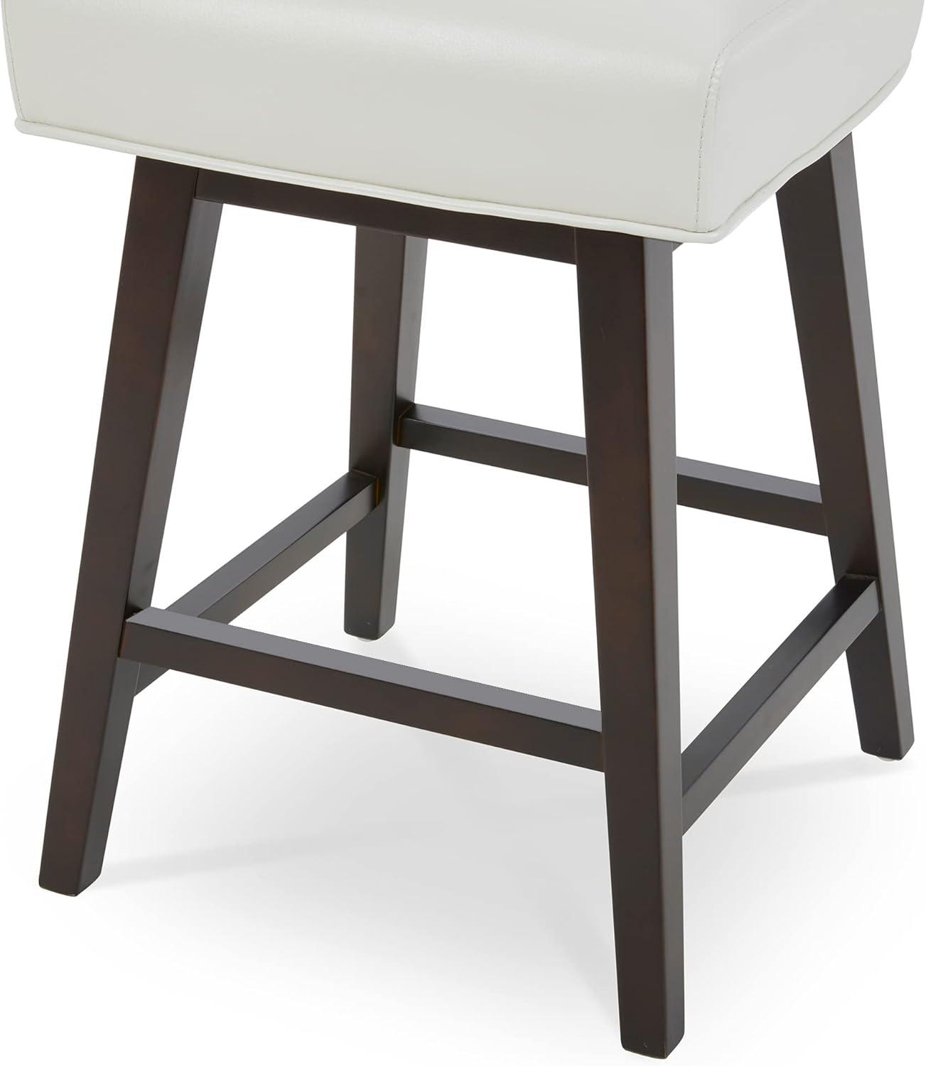 image:imageCHITA 26 Inch Counter Height Swivel Bar Stools Set of 2 FSC Certified Modern Upholstered Faux Leather Swivel Barstool Chair with Back Creamy GreyWhite