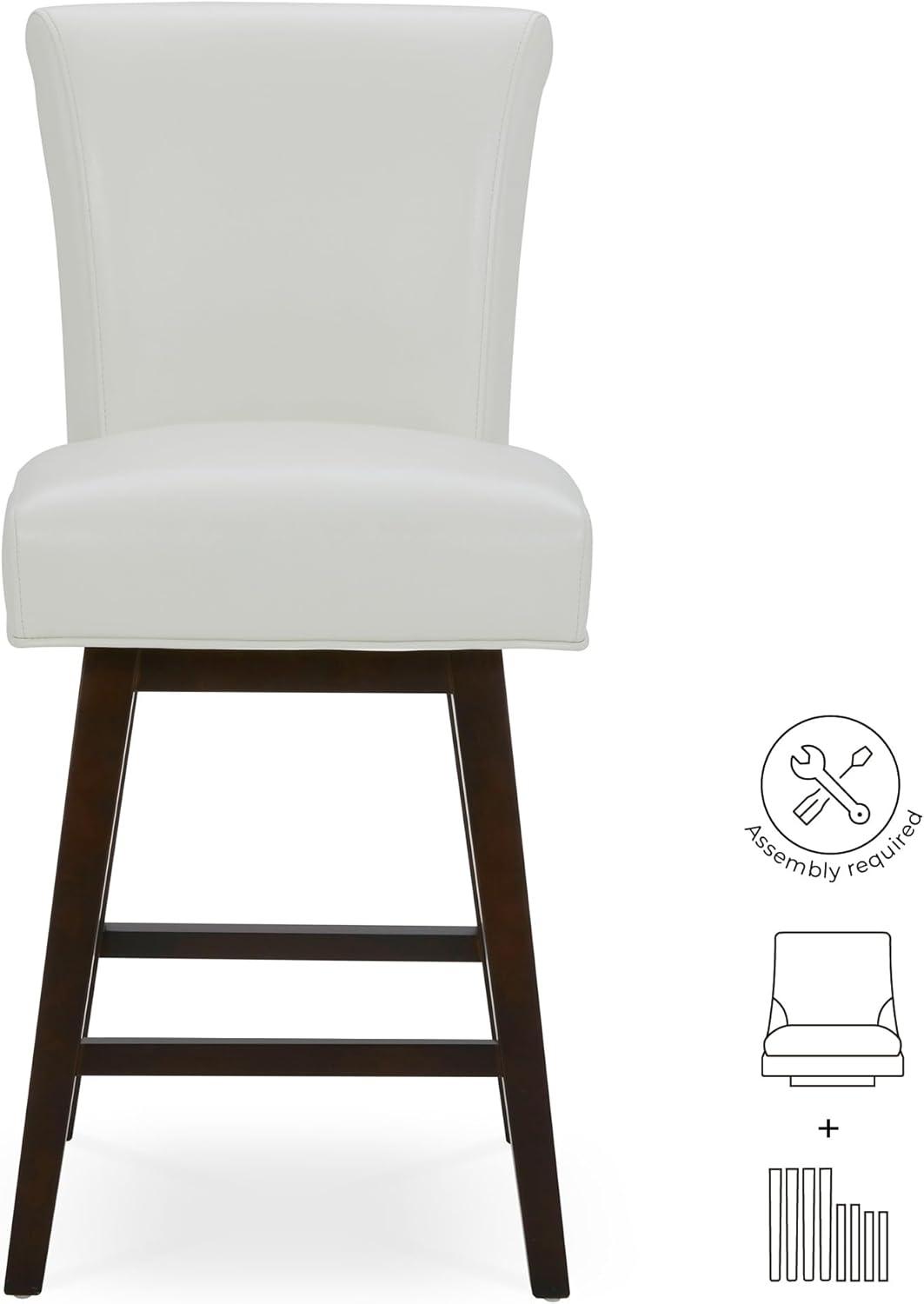 image:imageCHITA 26 Inch Counter Height Swivel Bar Stools Set of 2 FSC Certified Modern Upholstered Faux Leather Swivel Barstool Chair with Back Creamy GreyWhite