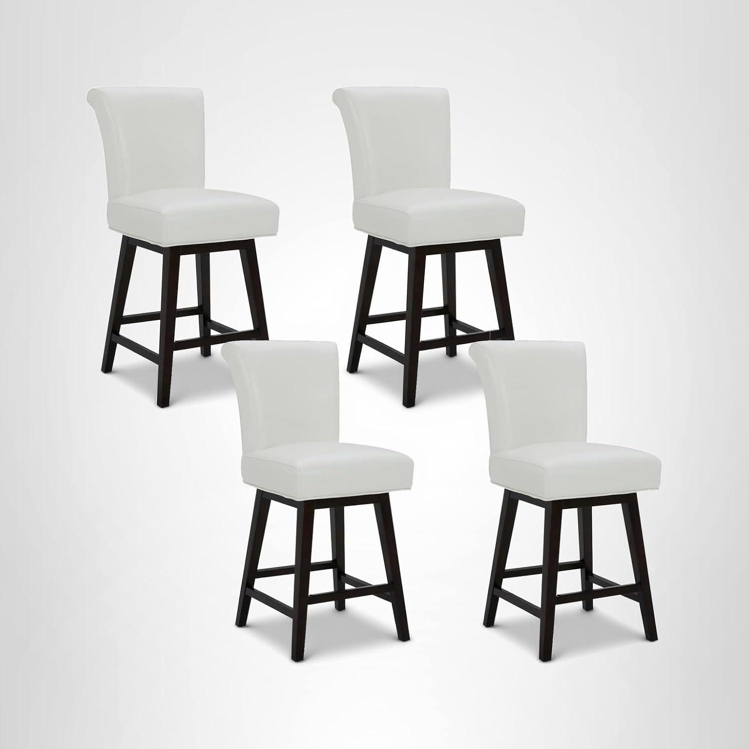 image:imageCHITA 26 Inch Counter Height Swivel Bar Stools Set of 2 FSC Certified Modern Upholstered Faux Leather Swivel Barstool Chair with Back Creamy GreyWhite