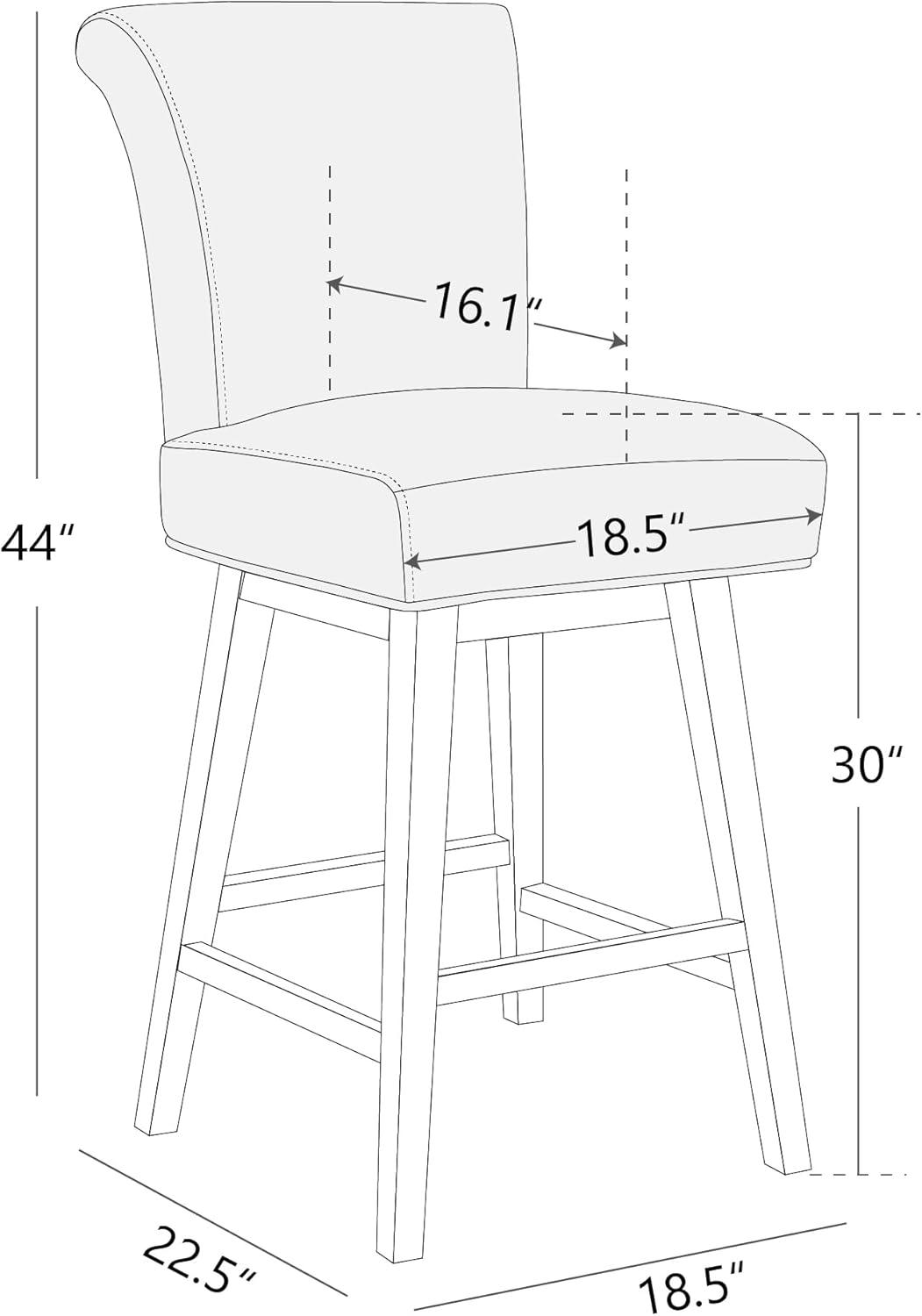 image:imageCHITA 26 Inch Counter Height Swivel Bar Stools Set of 2 FSC Certified Modern Upholstered Faux Leather Swivel Barstool Chair with Back Creamy GreyWhite