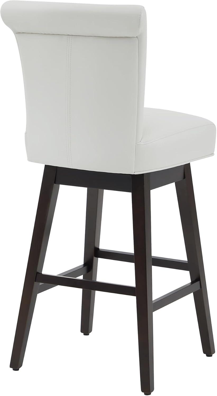 image:imageCHITA 26 Inch Counter Height Swivel Bar Stools Set of 2 FSC Certified Modern Upholstered Faux Leather Swivel Barstool Chair with Back Creamy GreyWhite