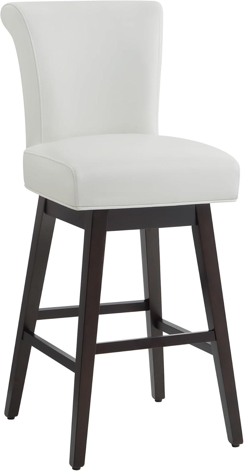 image:imageCHITA 26 Inch Counter Height Swivel Bar Stools Set of 2 FSC Certified Modern Upholstered Faux Leather Swivel Barstool Chair with Back Creamy GreyWhite