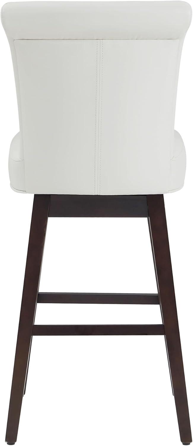 image:imageCHITA 26 Inch Counter Height Swivel Bar Stools Set of 2 FSC Certified Modern Upholstered Faux Leather Swivel Barstool Chair with Back Creamy GreyWhite