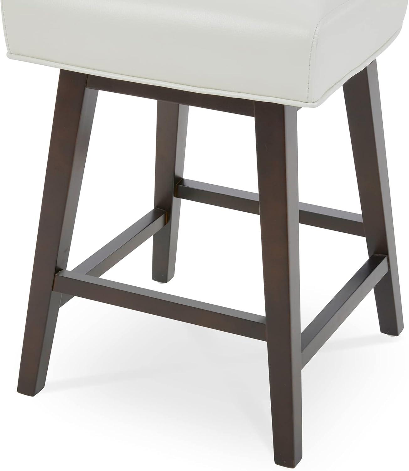 image:imageCHITA 26 Inch Counter Height Swivel Bar Stools Set of 2 FSC Certified Modern Upholstered Faux Leather Swivel Barstool Chair with Back Creamy GreyWhite