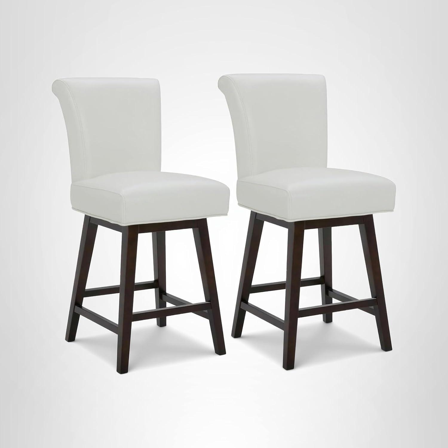 image:imageCHITA 26 Inch Counter Height Swivel Bar Stools Set of 2 FSC Certified Modern Upholstered Faux Leather Swivel Barstool Chair with Back Creamy GreyWhite