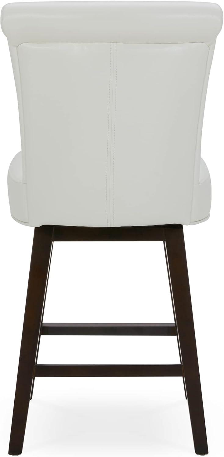 image:imageCHITA 26 Inch Counter Height Swivel Bar Stools Set of 2 FSC Certified Modern Upholstered Faux Leather Swivel Barstool Chair with Back Creamy GreyWhite