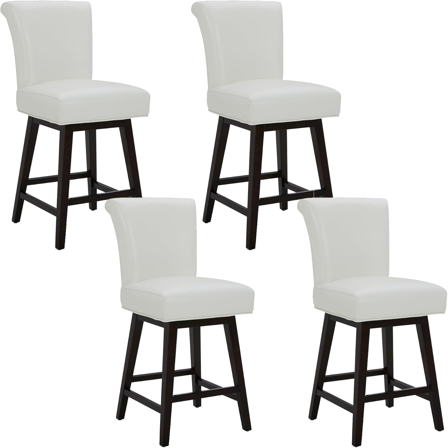 image:imageCHITA 26 Inch Counter Height Swivel Bar Stools Set of 2 FSC Certified Modern Upholstered Faux Leather Swivel Barstool Chair with Back Creamy GreyWhite