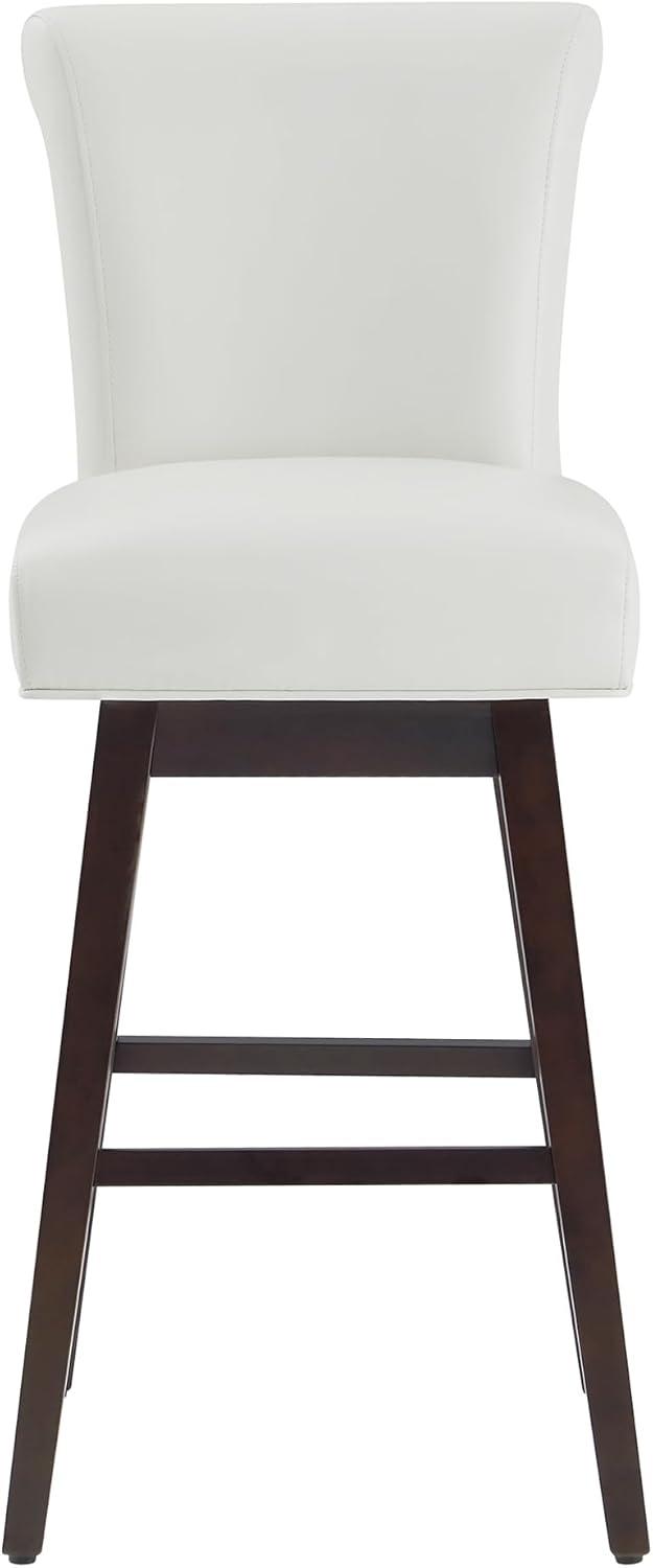 image:imageCHITA 26 Inch Counter Height Swivel Bar Stools Set of 2 FSC Certified Modern Upholstered Faux Leather Swivel Barstool Chair with Back Creamy GreyWhite