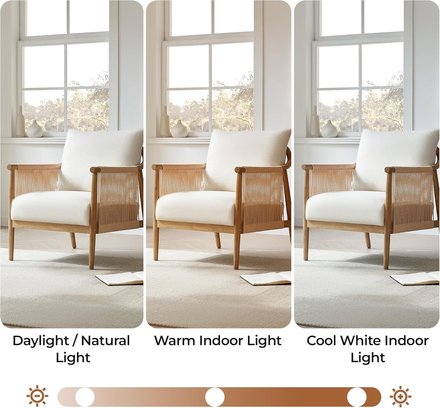 image:imageCHITA Braid Accent Chair Modern Armchair with Solid Wooden Armrest for Living Room and Bedroom Boho Reading Chair CreamCream
