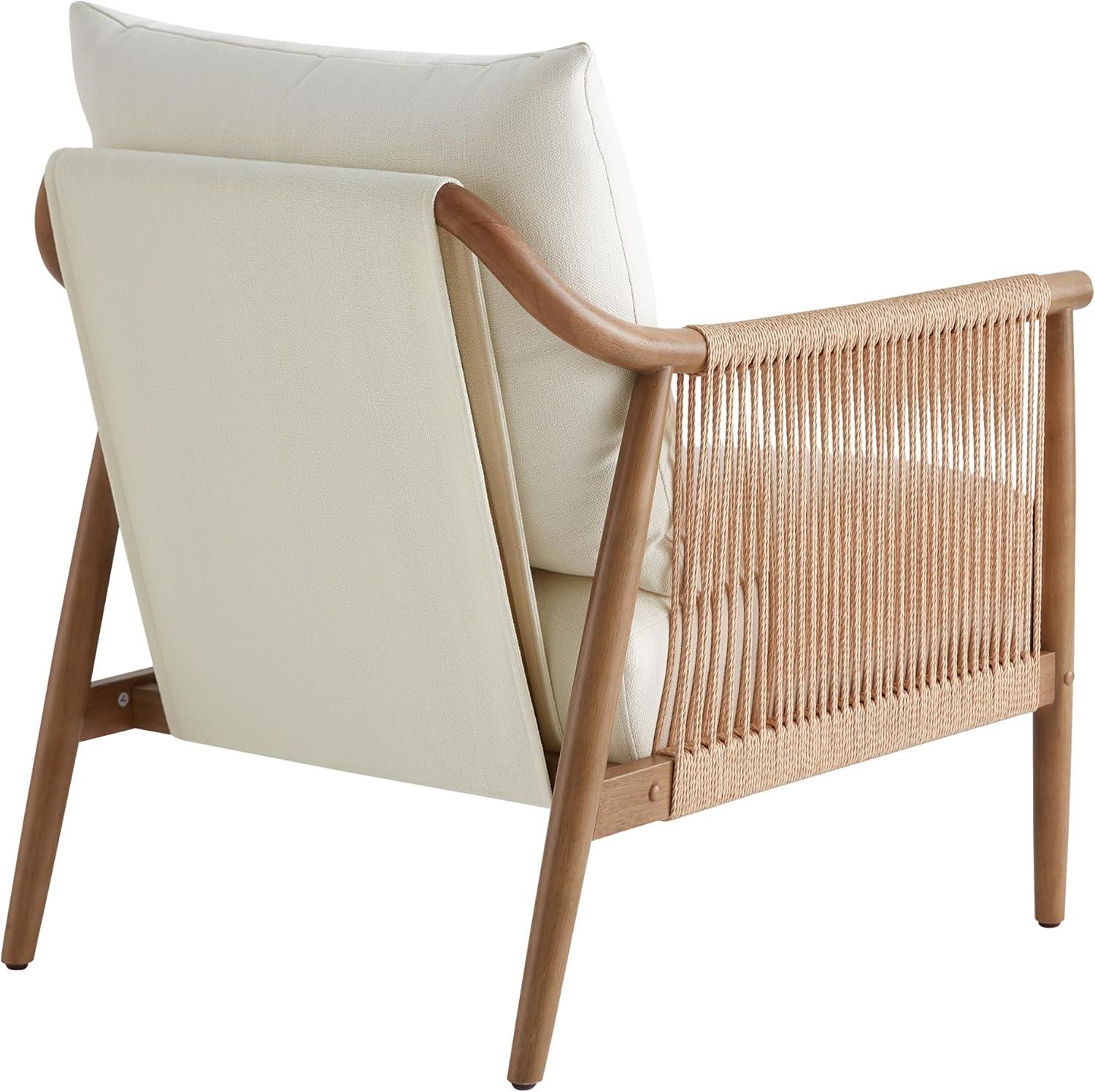 image:imageCHITA Braid Accent Chair Modern Armchair with Solid Wooden Armrest for Living Room and Bedroom Boho Reading Chair CreamCream