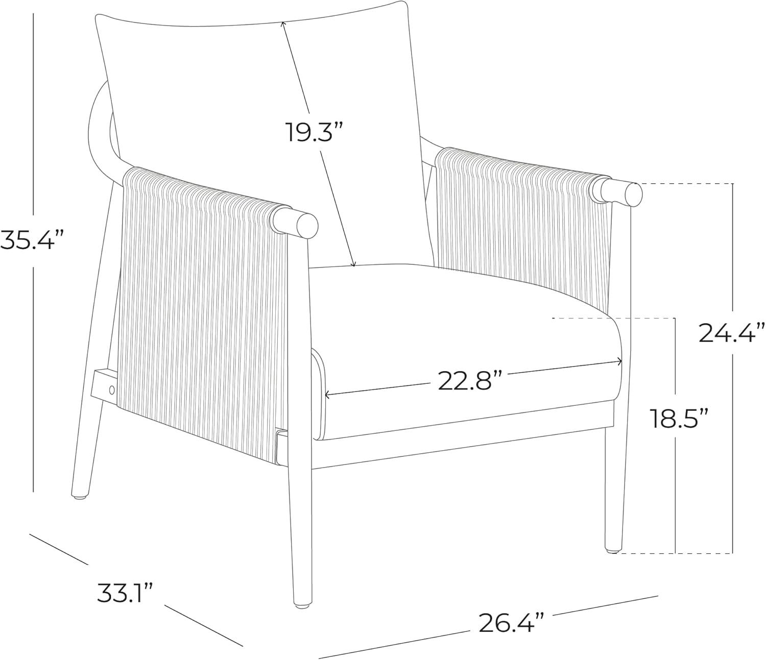image:imageCHITA Braid Accent Chair Modern Armchair with Solid Wooden Armrest for Living Room and Bedroom Boho Reading Chair CreamLight Grey
