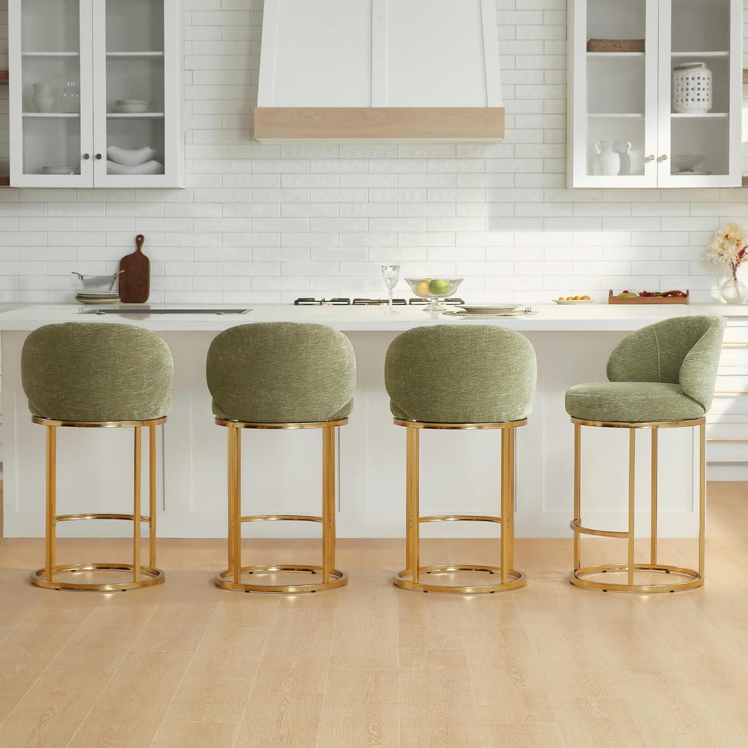 image:imageCHITA Counter Height Bar Stools Set of 2 Swivel Upholstered Barstools with Back Sturdy Metal Base 268 Seat Height SandGreenGold