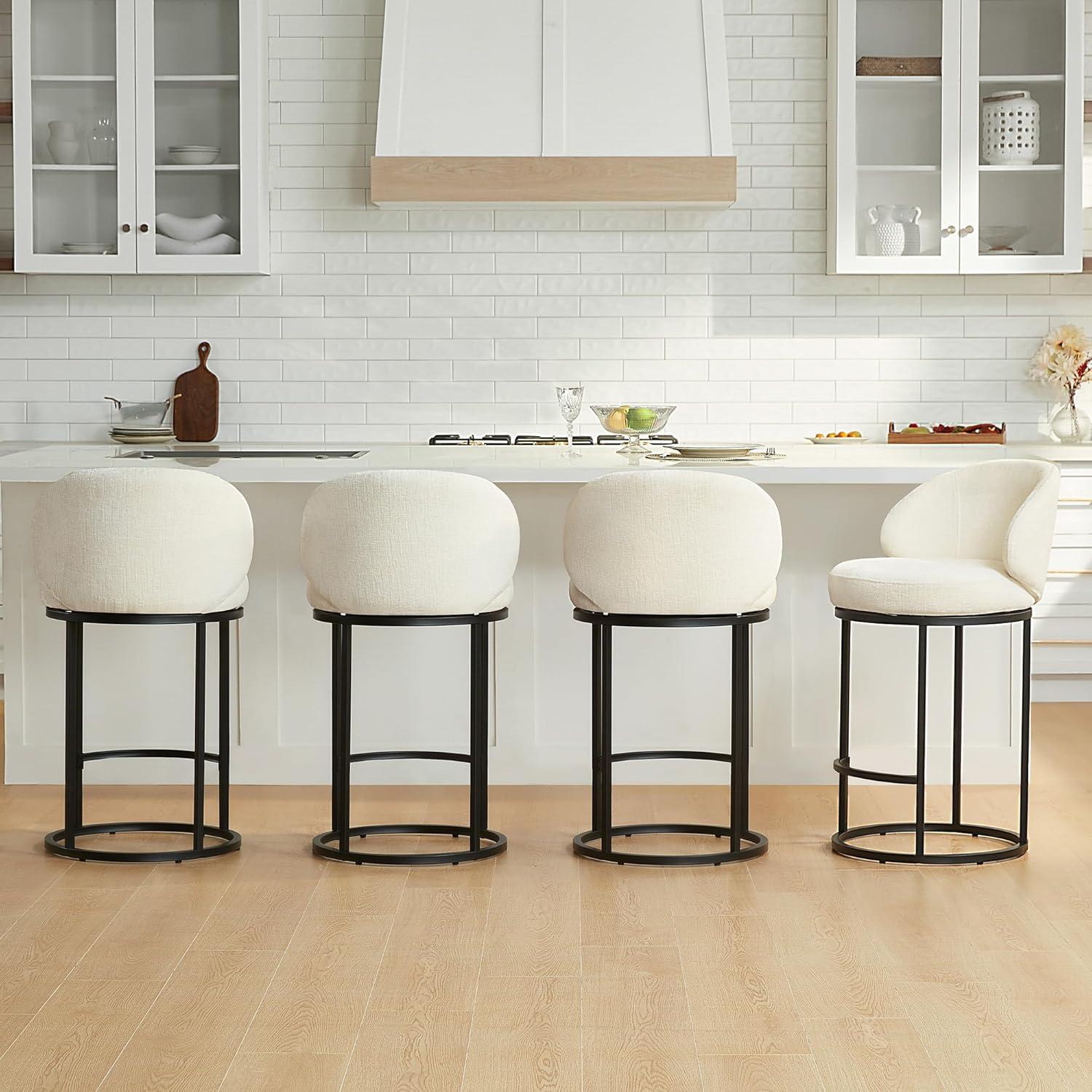 image:imageCHITA Counter Height Bar Stools Set of 2 Swivel Upholstered Barstools with Back Sturdy Metal Base 268 Seat Height SandIvoryBlack