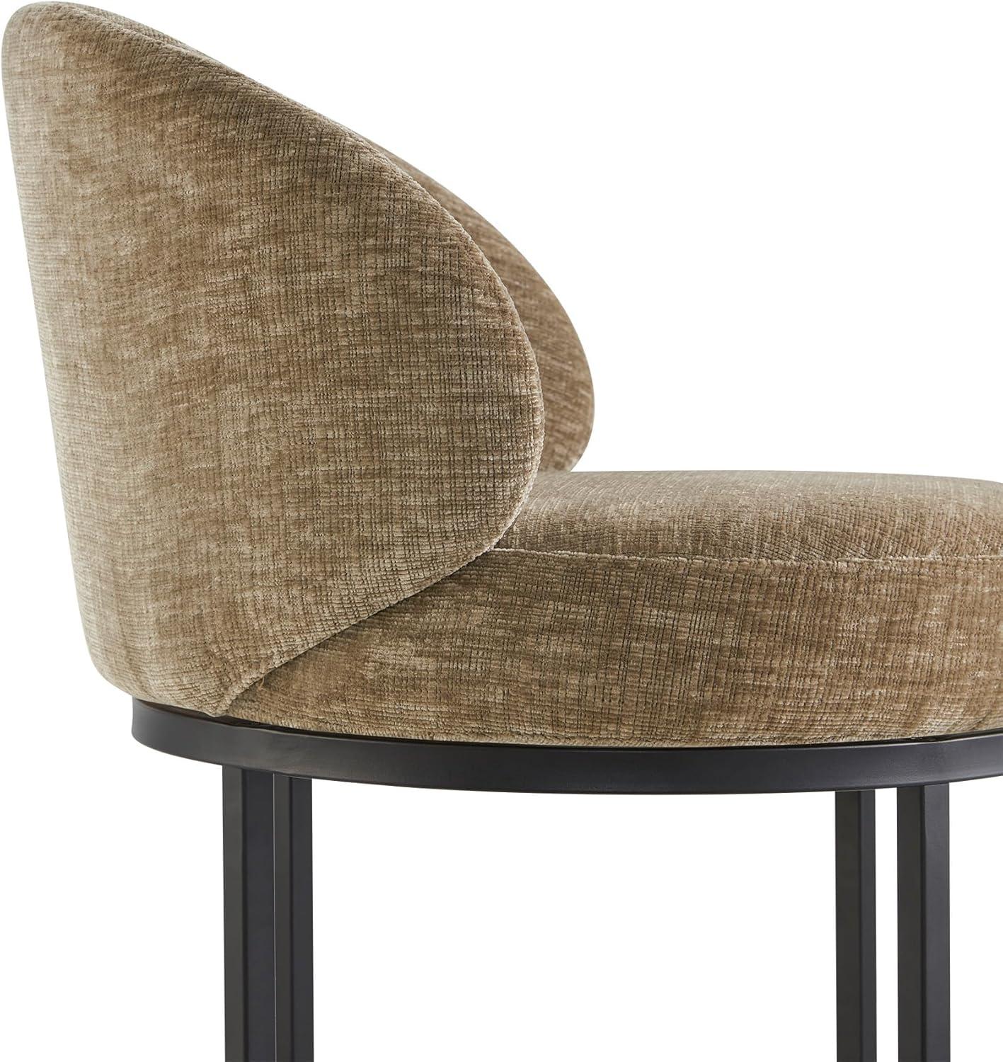image:imageCHITA Counter Height Bar Stools Set of 2 Swivel Upholstered Barstools with Back Sturdy Metal Base 268 Seat Height SandMochaBlack