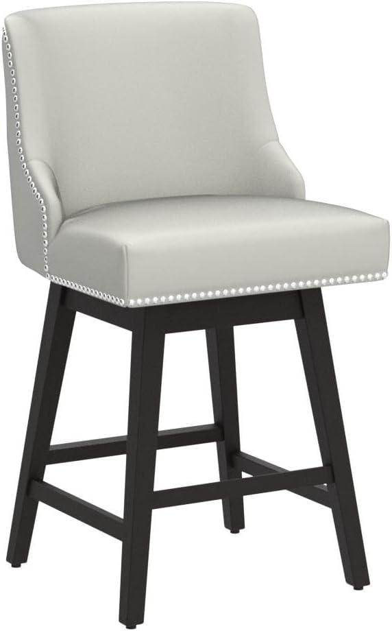 image:imageCHITA Counter Height Swivel Bar Stools Set of 2 FSC Certified Upholstered Counter Stools Modern Swivel Barstools with Wood Legs for Kitchen Island 26 Seat Height Fabric in LinenCream Grey