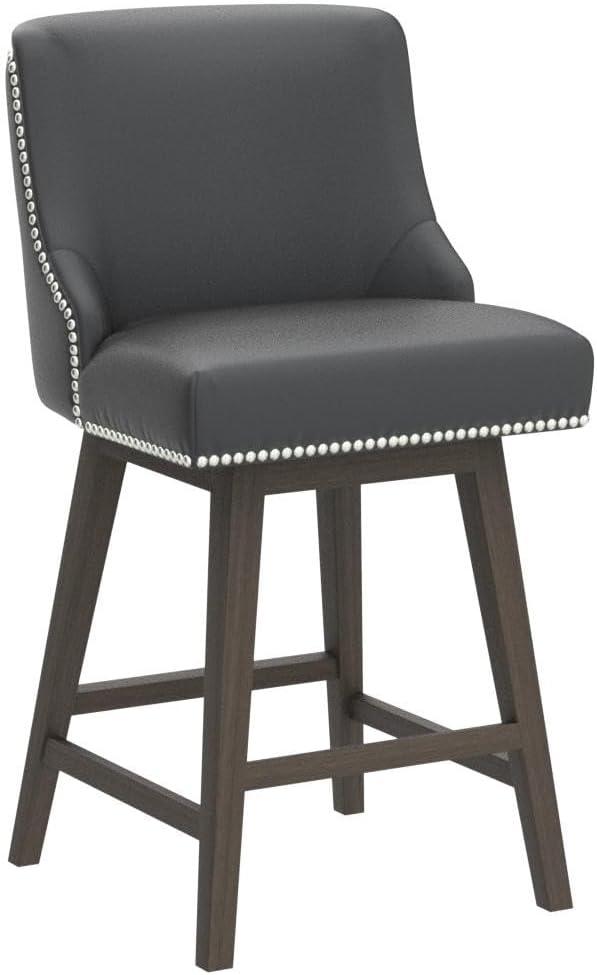 image:imageCHITA Counter Height Swivel Bar Stools Set of 2 FSC Certified Upholstered Counter Stools Modern Swivel Barstools with Wood Legs for Kitchen Island 26 Seat Height Fabric in LinenBlack
