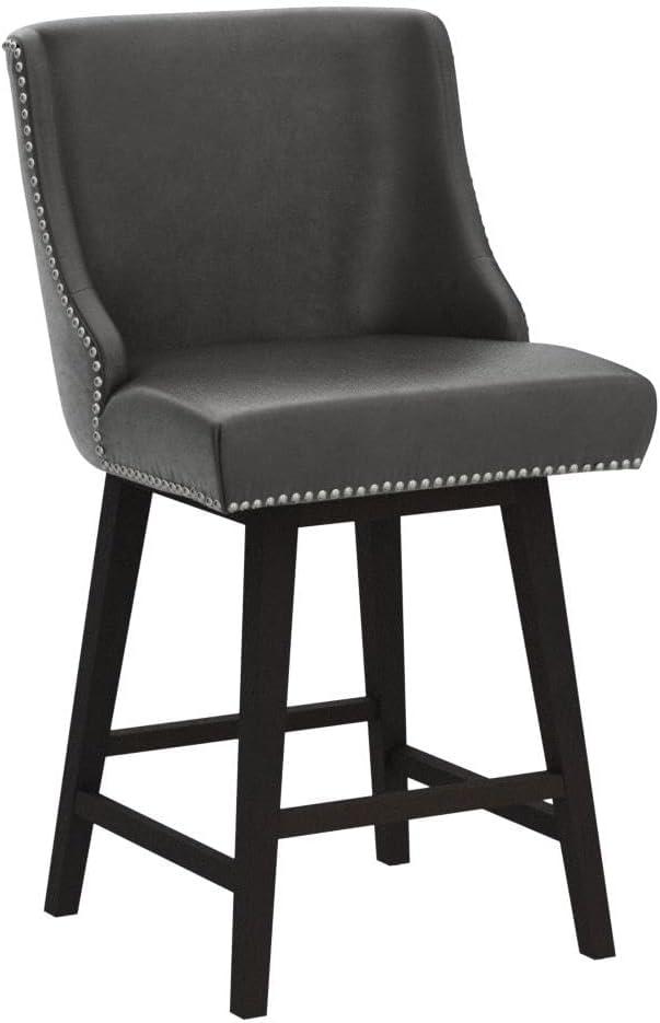 image:imageCHITA Counter Height Swivel Bar Stools Set of 2 FSC Certified Upholstered Counter Stools Modern Swivel Barstools with Wood Legs for Kitchen Island 26 Seat Height Fabric in LinenRetro Grey
