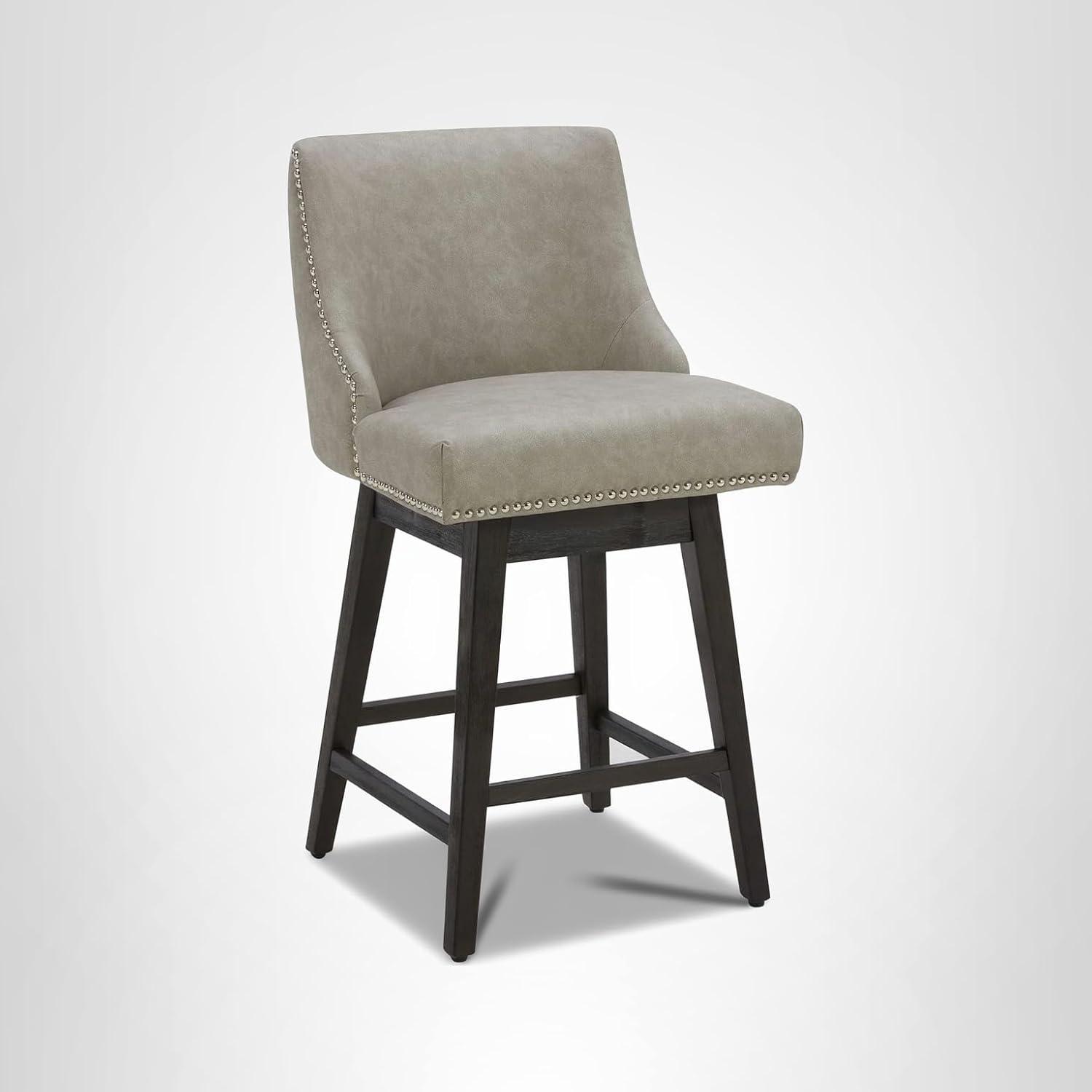 image:imageCHITA Counter Height Swivel Bar Stools Set of 2 FSC Certified Upholstered Counter Stools Modern Swivel Barstools with Wood Legs for Kitchen Island 26 Seat Height Fabric in LinenStone Grey