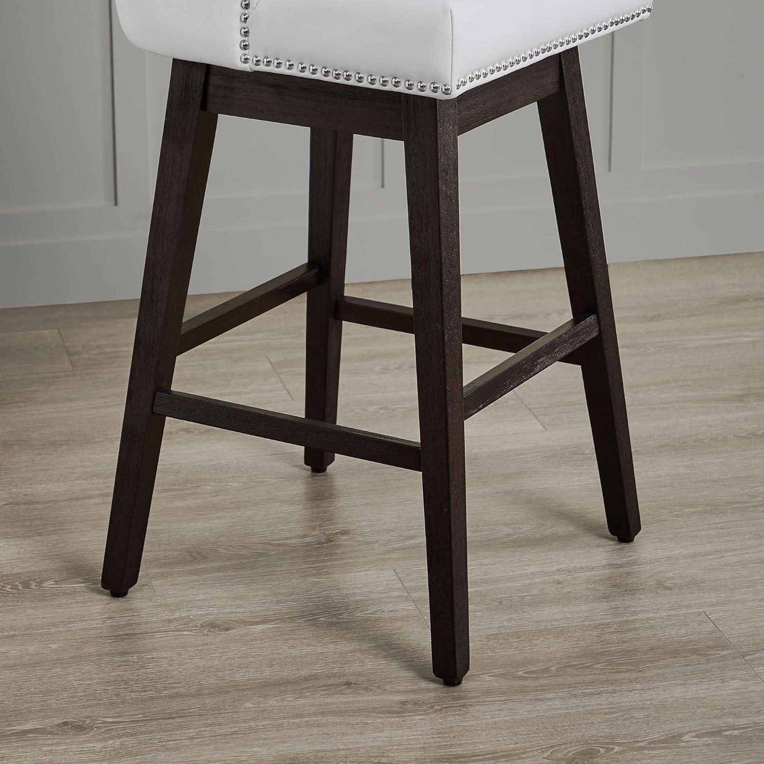 image:imageCHITA Counter Height Swivel Bar Stools Set of 2 FSC Certified Upholstered Counter Stools Modern Swivel Barstools with Wood Legs for Kitchen Island 26 Seat Height Fabric in LinenWhite
