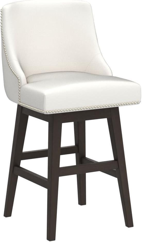 image:imageCHITA Counter Height Swivel Bar Stools Set of 2 FSC Certified Upholstered Counter Stools Modern Swivel Barstools with Wood Legs for Kitchen Island 26 Seat Height Fabric in LinenWhite