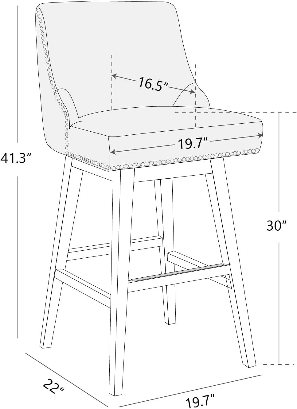 image:imageCHITA Counter Height Swivel Bar Stools Set of 2 FSC Certified Upholstered Counter Stools Modern Swivel Barstools with Wood Legs for Kitchen Island 26 Seat Height Fabric in LinenRetro Grey