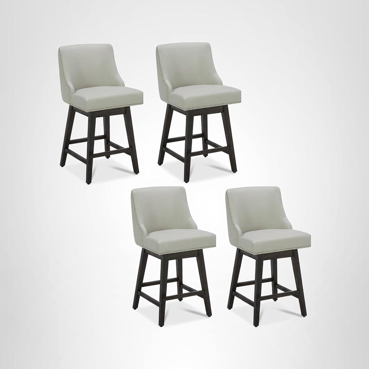 image:imageCHITA Counter Height Swivel Bar Stools Set of 2 FSC Certified Upholstered Counter Stools Modern Swivel Barstools with Wood Legs for Kitchen Island 26 Seat Height Fabric in LinenCream Grey