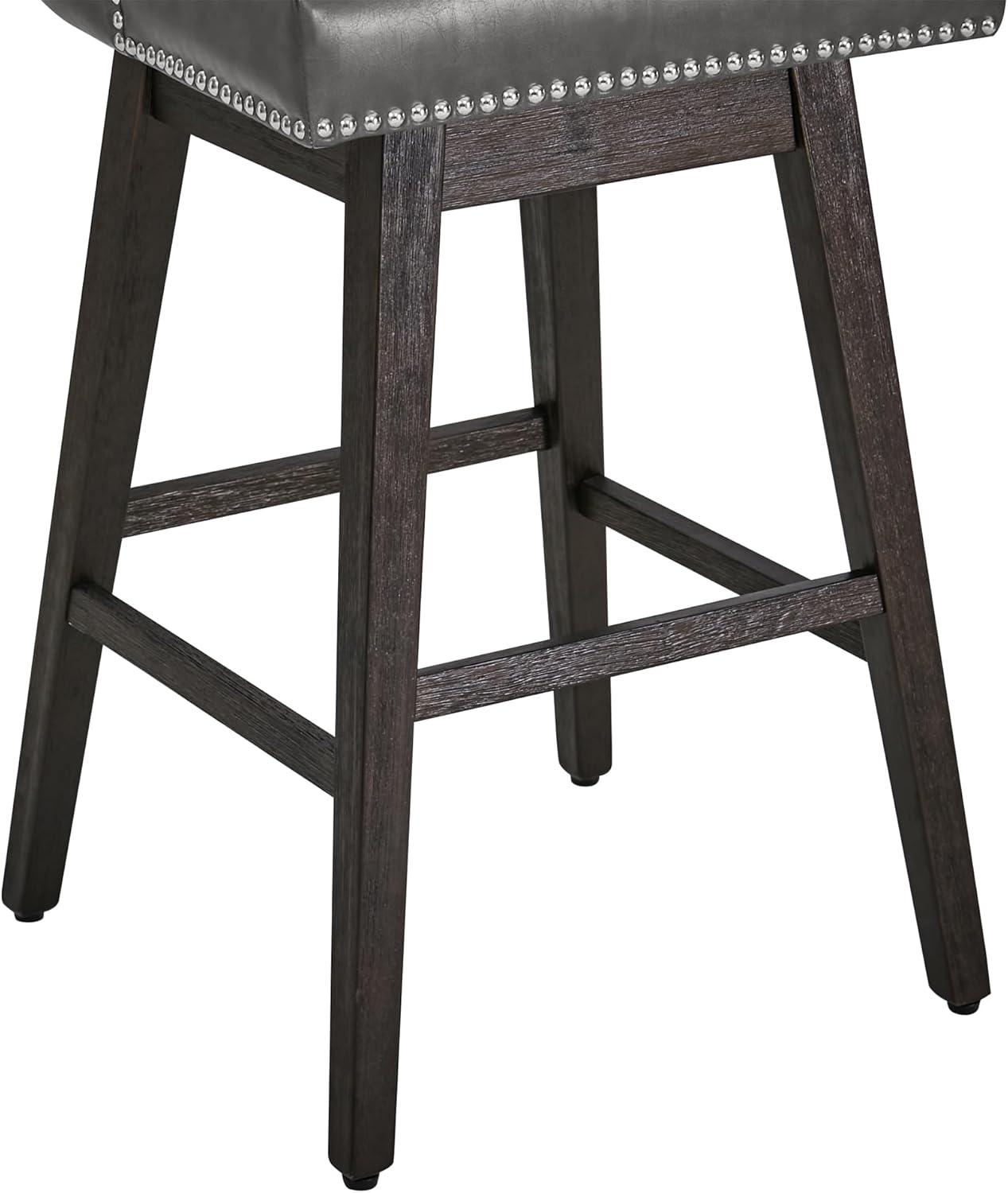 image:imageCHITA Counter Height Swivel Bar Stools Set of 2 FSC Certified Upholstered Counter Stools Modern Swivel Barstools with Wood Legs for Kitchen Island 26 Seat Height Fabric in LinenRetro Grey