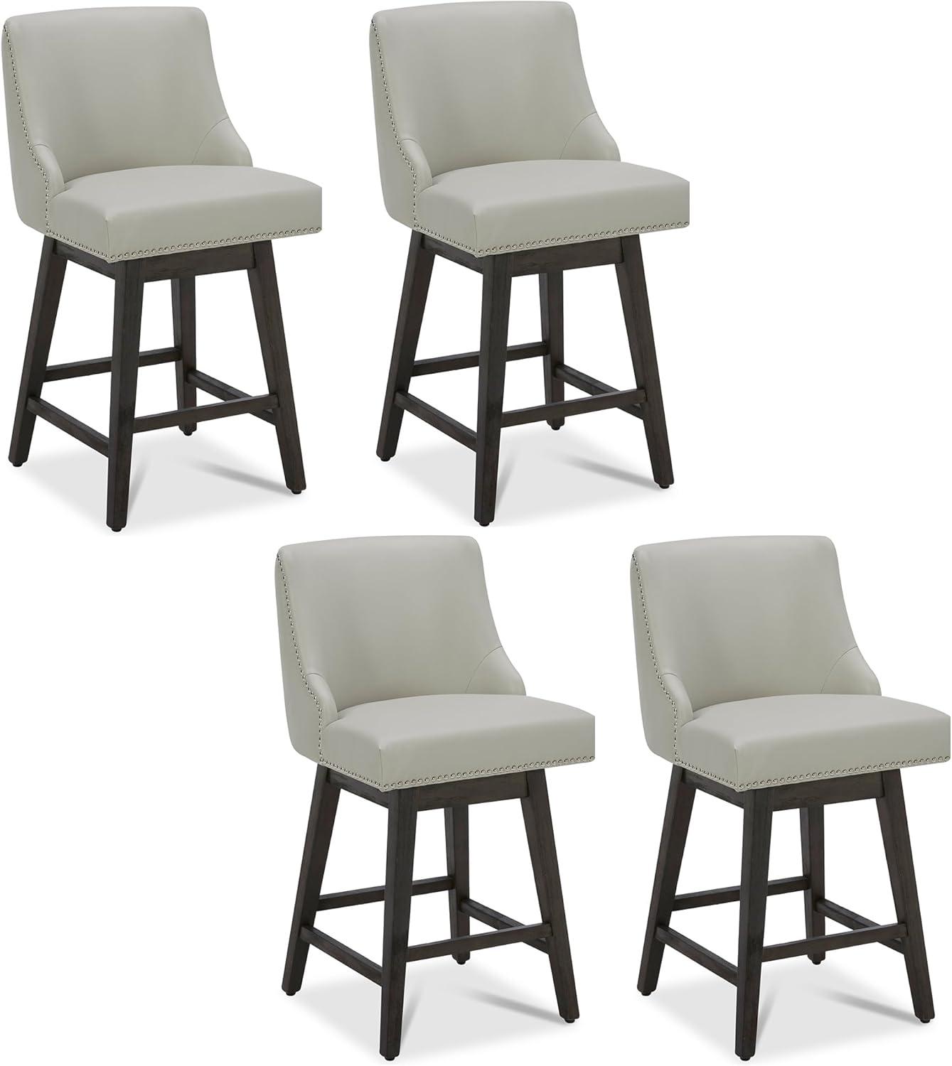image:imageCHITA Counter Height Swivel Bar Stools Set of 2 FSC Certified Upholstered Counter Stools Modern Swivel Barstools with Wood Legs for Kitchen Island 26 Seat Height Fabric in LinenCream Grey