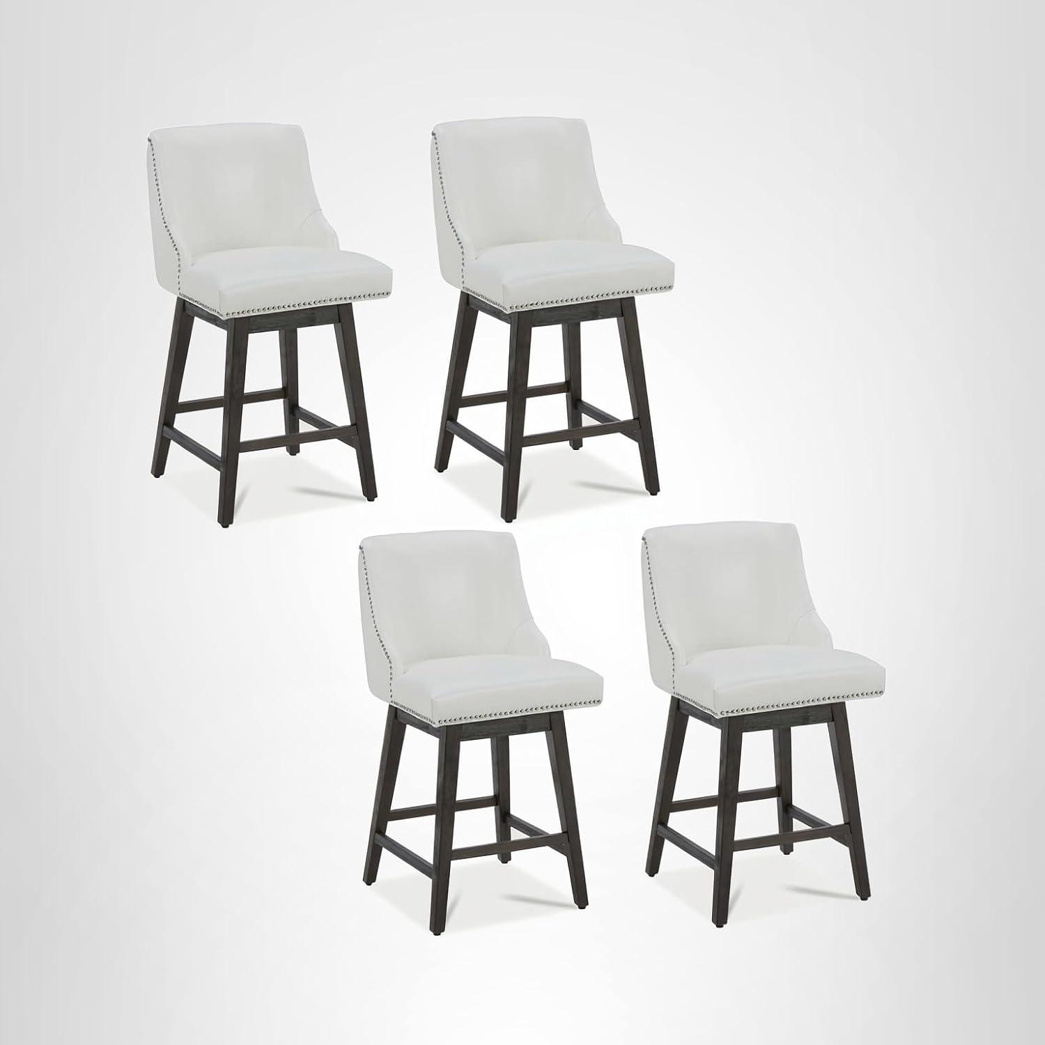 image:imageCHITA Counter Height Swivel Bar Stools Set of 2 FSC Certified Upholstered Counter Stools Modern Swivel Barstools with Wood Legs for Kitchen Island 26 Seat Height Fabric in LinenWhite