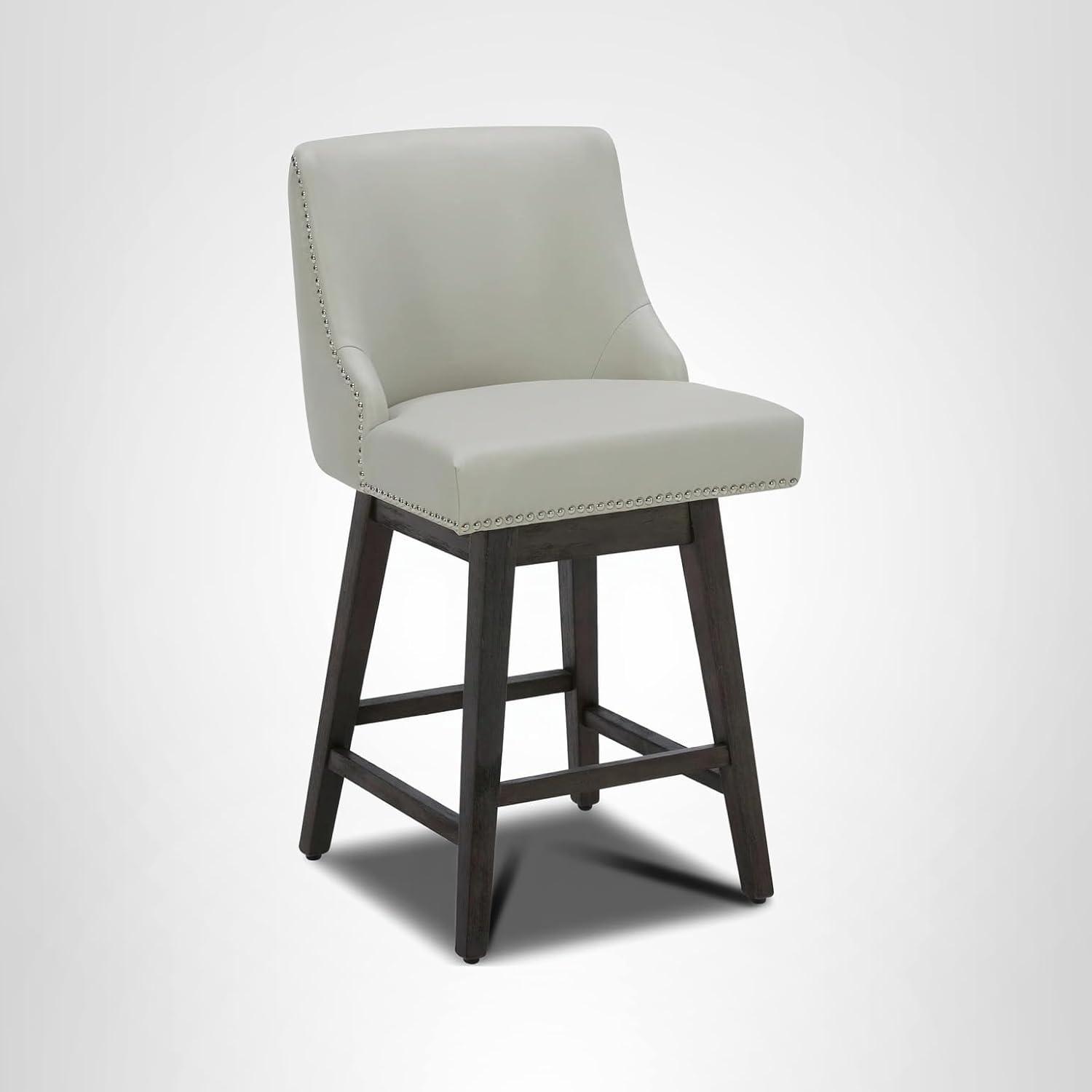image:imageCHITA Counter Height Swivel Bar Stools Set of 2 FSC Certified Upholstered Counter Stools Modern Swivel Barstools with Wood Legs for Kitchen Island 26 Seat Height Fabric in LinenCream Grey