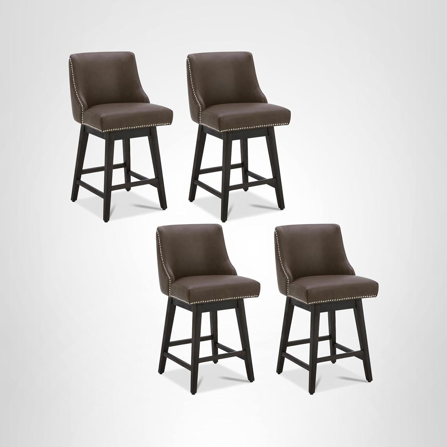 image:imageCHITA Counter Height Swivel Bar Stools Set of 2 FSC Certified Upholstered Counter Stools Modern Swivel Barstools with Wood Legs for Kitchen Island 26 Seat Height Fabric in LinenChocolate