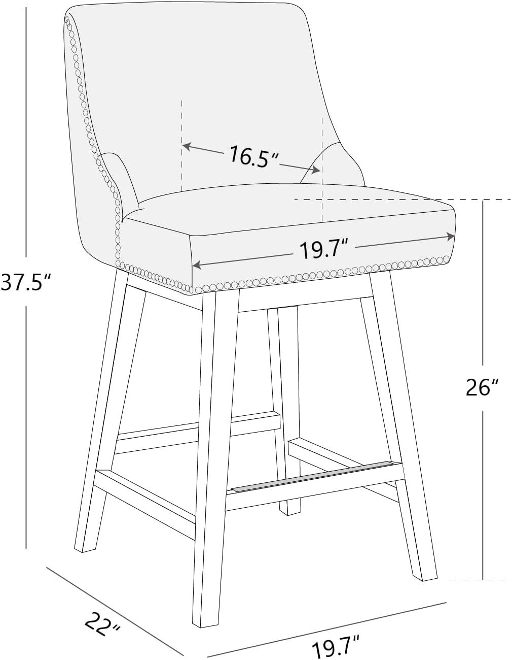 image:imageCHITA Counter Height Swivel Bar Stools Set of 2 FSC Certified Upholstered Counter Stools Modern Swivel Barstools with Wood Legs for Kitchen Island 26 Seat Height Fabric in LinenCream Grey
