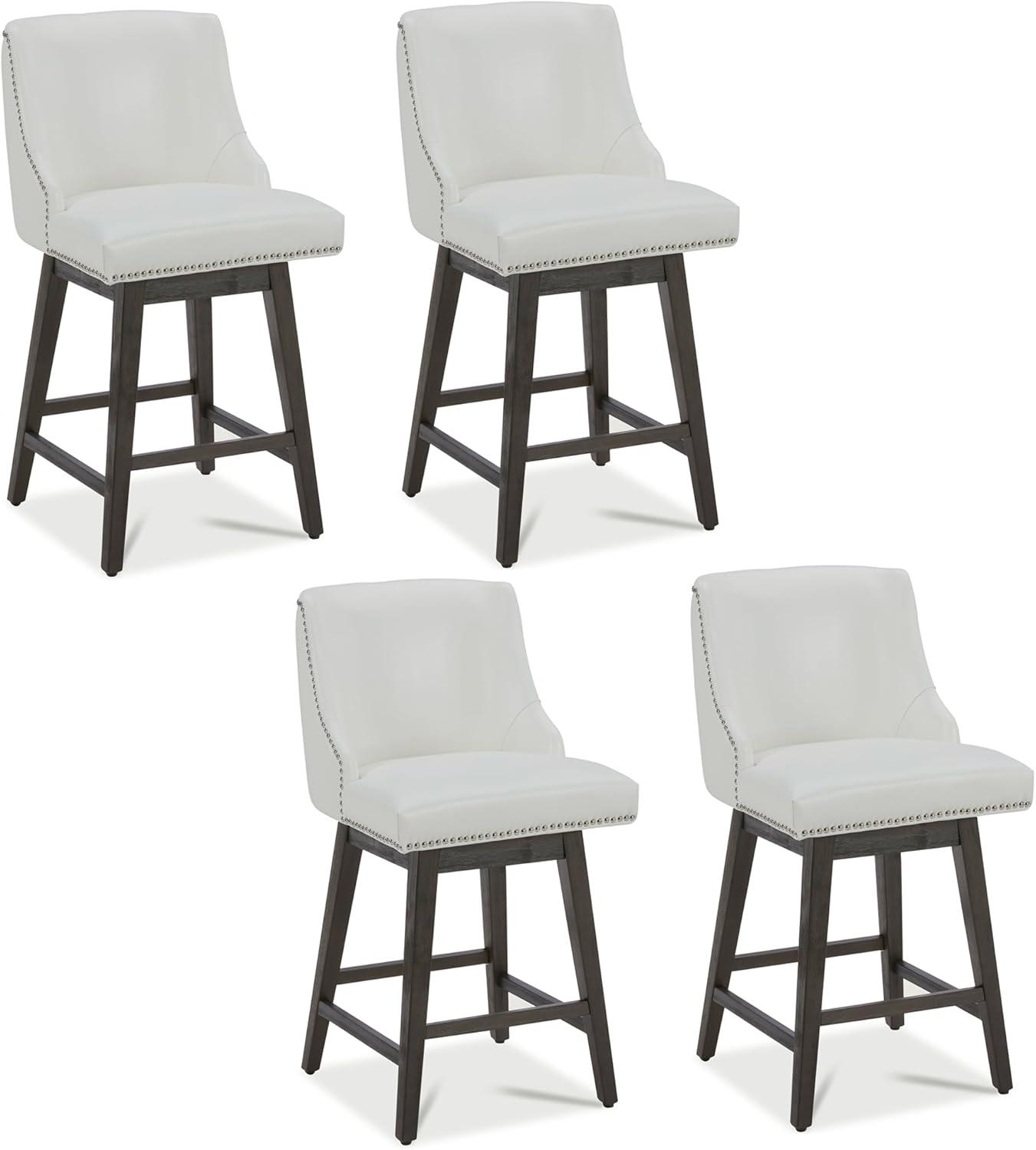 image:imageCHITA Counter Height Swivel Bar Stools Set of 2 FSC Certified Upholstered Counter Stools Modern Swivel Barstools with Wood Legs for Kitchen Island 26 Seat Height Fabric in LinenWhite